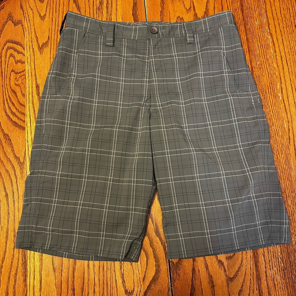 Men's Under Armour Gray Plaid Golf Shorts Size 32 - Picture 1 of 9